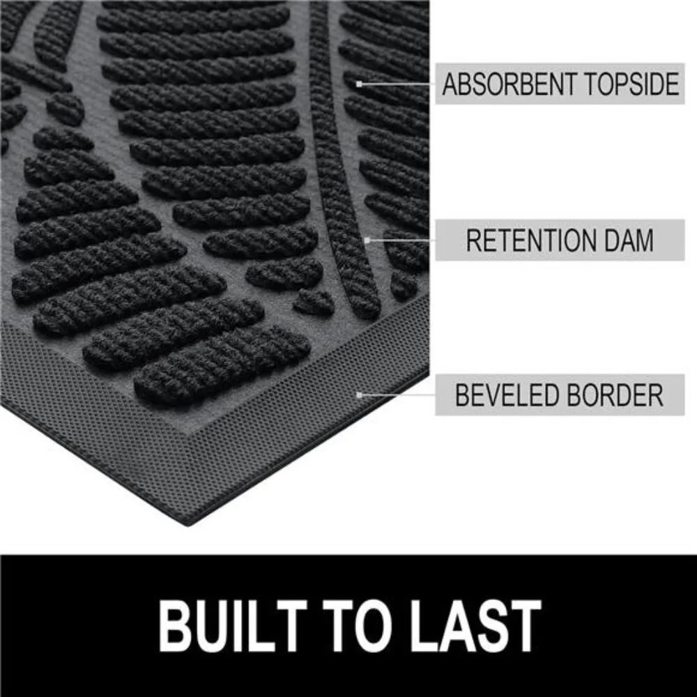 Waterproof Doormat, Sturdy Natural Rubber Front Indoor Mat, Non Slip Low Profile